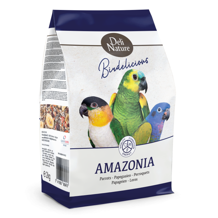 Deli Nature Birdelicious Amazonia - Mezcla premium con semillas, frutas y pellets para loros sudamericanos (2 kg)