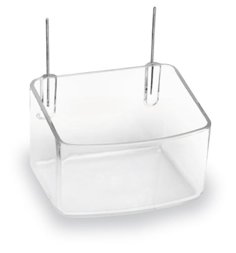 Comedero plástico con ganchos para loros