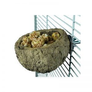 Comedero natural en jaula para loros