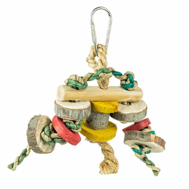 Juguete para loros pequeños de materiales naturales