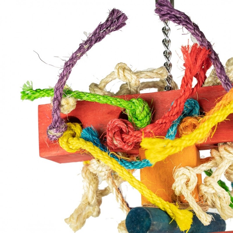 Juguete de bloques de madera para loros