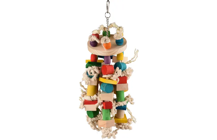 Juguete de madera para loros medianos y grandes