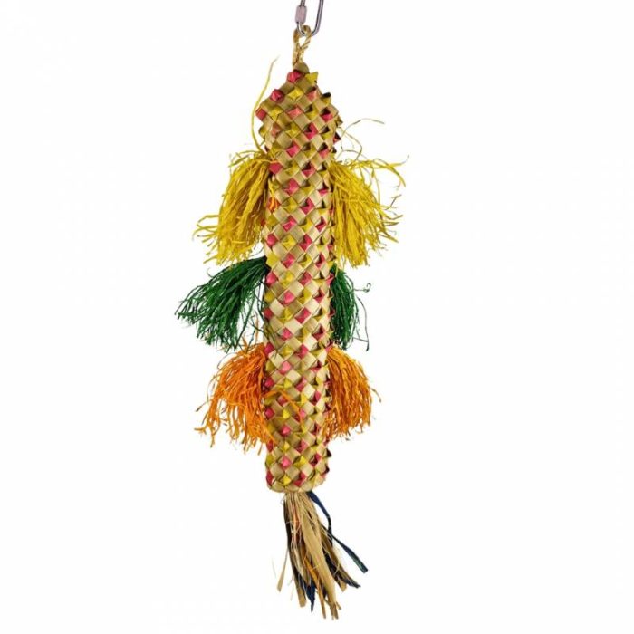 Divertida piñata con hoja de palma para loros