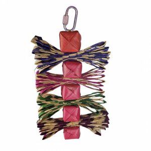 juguete de cubos y trenza de palmera para loros