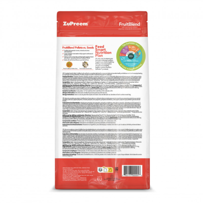 ZuPreem FruitBlend S – Pienso completo para aves pequeñas (1 kg) - Imagen 3